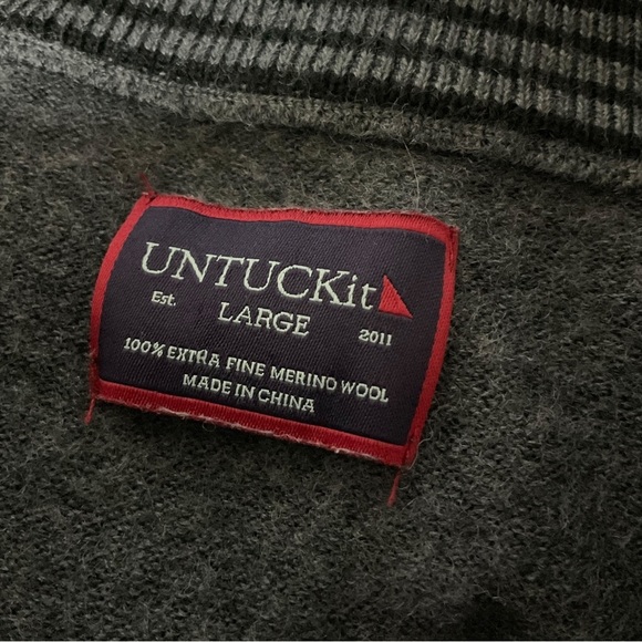Untuckit Belguardo Merino Wool 1/4 Zip Sweater Sz L Gray Business Casual - Picture 11 of 11
